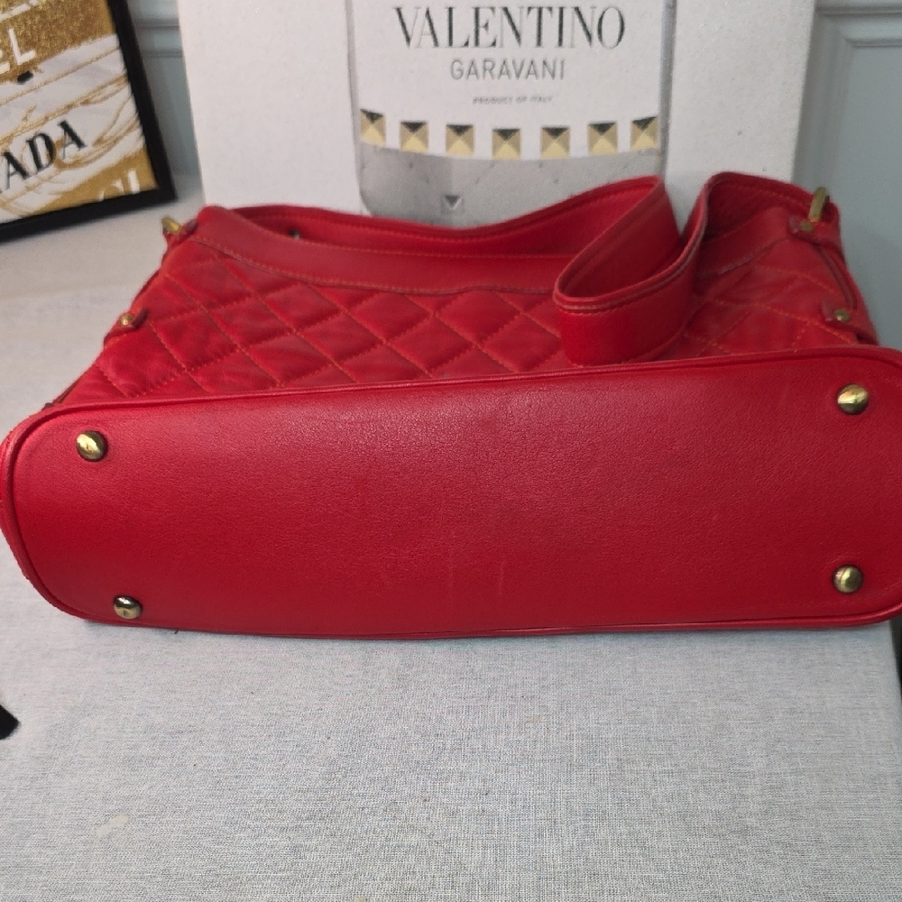 MCM Red Quilted Shoulder Bag EUC - Picture 10 of 10